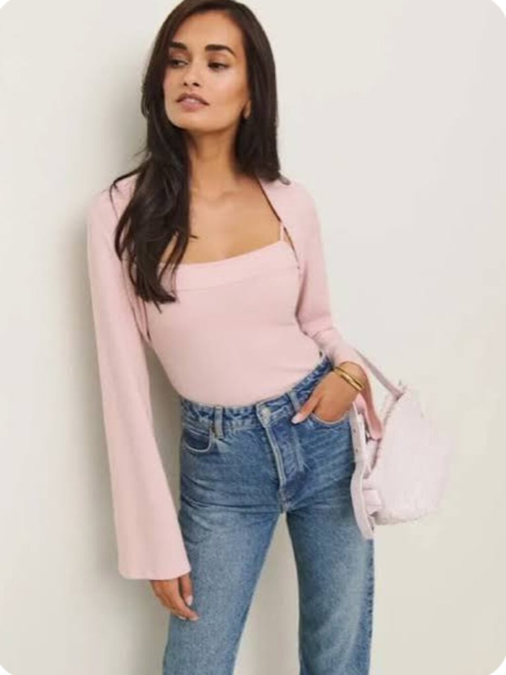 Reformation Chloe Knit Shrug Set - Long Sleeve Cherry Blossom S